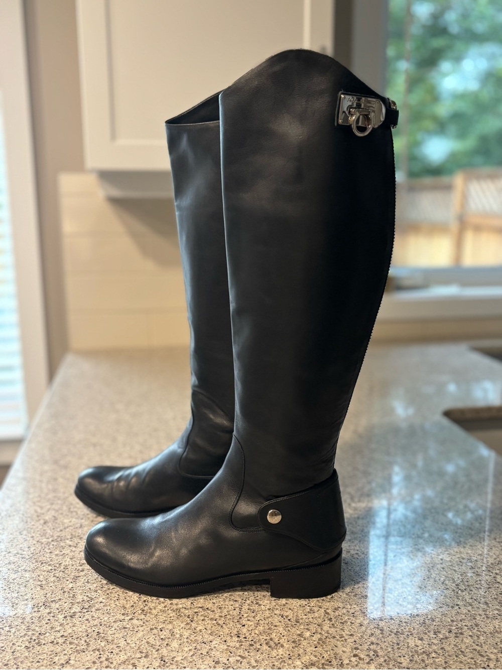 Ferragamo Black Rodi Riding boots